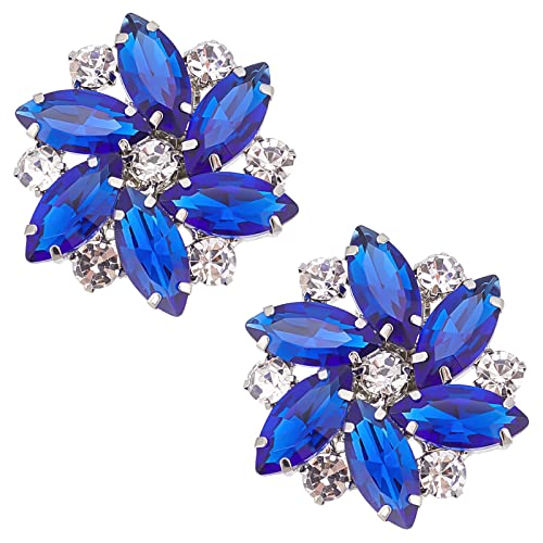 FINGERINSPIRE 2 STÜCKE Kristall Schuhclips 32.5x31.5mm Juwel Blau Strass Schuhschnallen Charms Exquisite Blumenform Schuhe Schmuck Dekoration Mit Box Für Braut Pumps Flats Clutch Kleid Hut Schuh von FINGERINSPIRE