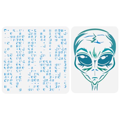 FINGERINSPIRE 2 Stück 2 Stile Alien Code Malschablone Alien Schablone Zum Malen Wiederverwendbare Alien Kopf Schablone Dekorative Blumenschablone Zum Malen Auf Wand Holz Leinwand Stoff Möbeln FINGERINSPIRE 2 Stück 2 Stile Alien Code Malschablone Alien Schablone Zum Malen Wiederverwendbare Alien Kopf Schablone Dekorative Blumenschablone Zum Malen Auf Wand Holz Leinwand Stoff Möbeln von FINGERINSPIRE