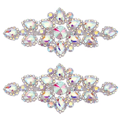 FINGERINSPIRE 2 Stück Blumen Strass Applikation Mit Metallkette Auf Der Rückseite 61x137mm Raute Kristall ab Aufnäher Zum Aufnähen von Strass Applikationen Blumen Hochzeit Glas Diamant Patches von FINGERINSPIRE