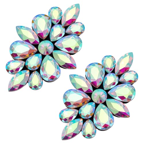 FINGERINSPIRE 2 Stück Blumen Strass Applikationen 105x68mm Kristall ab Farbe Legierung Glas Strass Nähflicken Dekorationen Für Hochzeitskleider Hüte Kristall Applikationen Kleidungszubehör von FINGERINSPIRE