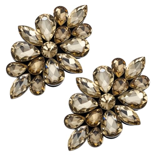 FINGERINSPIRE 2 Stück Blumen Strass Applikationen 105x68mm Rauchquarz Farbe Legierung Glas Strass Aufnäher Für Hochzeitskleider Mäntel Hosen Hüte Kristall Applikationen Kleidungszubehör von FINGERINSPIRE
