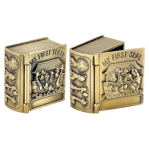 FINGERINSPIRE 2 Stück Erinnerungsbox Meine Erste Locke Und Mein Erster Zahn Antike Bronze Buchform Zahnsammlungs Organizer Aufbewahrungsbox Für Die Erste Locke Und Zahn Für Erinnerung Aufzubewahren von FINGERINSPIRE