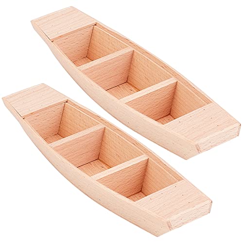 FINGERINSPIRE 2 Stück Holzboot Kanu 5,5x20x3cm(B*L*T) Holzbootmodell Unfertiges Naturholzboot Holzkanu für Heimwerkerprojekte, Heim und Bürodekoration von FINGERINSPIRE