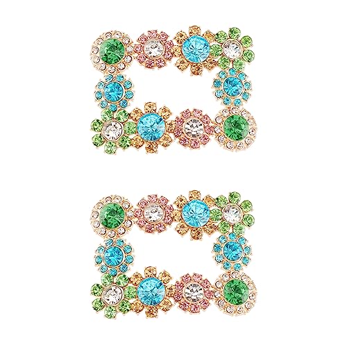 FINGERINSPIRE 2 Stück Kristall Strass Schuh Clips Glänzende Strass Blume Quadratische Schuhschnalle Aquamarin Abnehmbare Paar Schuh Clips Hochzeit Brautschuhe High Heel Charms Dekoration Für Frauen von FINGERINSPIRE