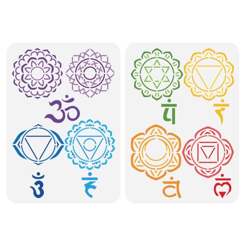 FINGERINSPIRE 2 Stück Malschablone Mit Chakra Symbolen 21x29.7cm Wiederverwendbare Yoga Meditationsschablone Kunststoff Mandala Blumenschablone Yoga Om Symbol Schablone Zum Malen Auf Wand Und Fliesen FINGERINSPIRE 2 Stück Malschablone Mit Chakra Symbolen 21x29.7cm Wiederverwendbare Yoga Meditationsschablone Kunststoff Mandala Blumenschablone Yoga Om Symbol Schablone Zum Malen Auf Wand Und Fliesen von FINGERINSPIRE