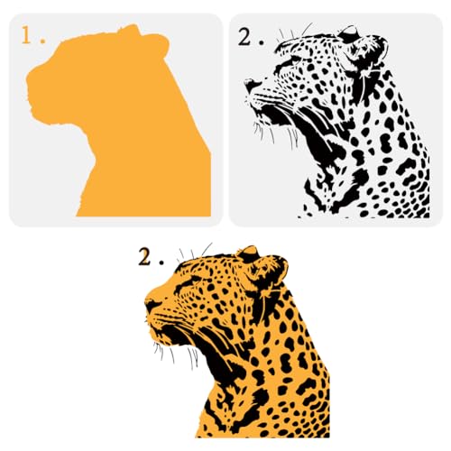 FINGERINSPIRE 2 Stück Mehrschichtige Leoparden Malschablone 30x30 cm Leoparden Silhouette Schablone Zum Malen DIY Kunst Leoparden Schablone Tiermotiv Schablone Zum Malen Auf Wänden Holzmöbeln FINGERINSPIRE 2 Stück Mehrschichtige Leoparden Malschablone 30x30 cm Leoparden Silhouette Schablone Zum Malen DIY Kunst Leoparden Schablone Tiermotiv Schablone Zum Malen Auf Wänden Holzmöbeln von FINGERINSPIRE