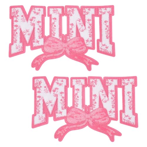 FINGERINSPIRE 2 Stück Mini Pailletten Flicken Mit Gesticktem Wort Rosa Schleife Zum Aufbügeln Pailletten Applikation 126x200mm Groß Glitzer Pailletten Mini Flicken Metallische Pailletten Aufnäher von FINGERINSPIRE