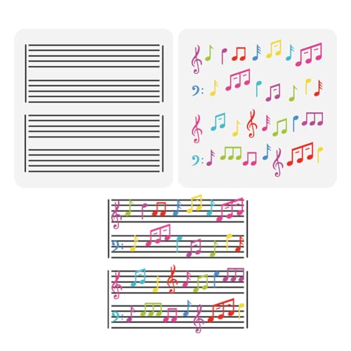 FINGERINSPIRE 2 Stück Musik Malschablone 15x15 cm Wiederverwendbar Mehrschichtig Musiknoten Muster Zeichnungsvorlage Musiknotation Schablone Zum Malen Auf Holz Wand Papier Stoff Möbeln von FINGERINSPIRE