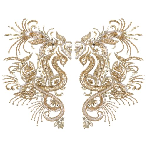 FINGERINSPIRE 2 Stück Pailletten Perlen Applikation 18x31cm Goldfarben Bestickte Pailletten Applikation Zum Aufnähen Großer Pailletten Patch Mit Perlen Für DIY Kleid Dekoration Bühnenkostüm FINGERINSPIRE 2 Stück Pailletten Perlen Applikation 18x31cm Goldfarben Bestickte Pailletten Applikation Zum Aufnähen Großer Pailletten Patch Mit Perlen Für DIY Kleid Dekoration Bühnenkostüm von FINGERINSPIRE