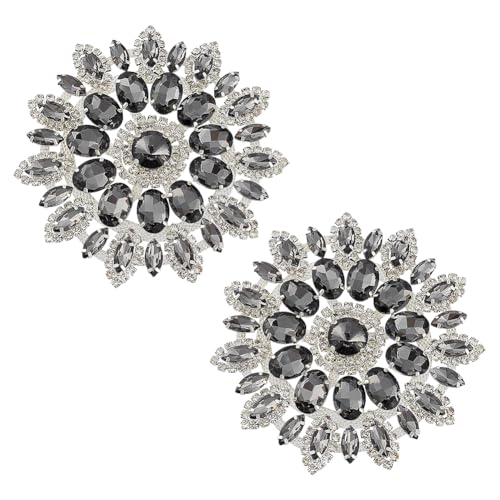 FINGERINSPIRE 2 Stück Runde Strass Applikation Mit Silberner Metallkette Auf Der Rückseite Schwarze Kristallblumen Strass Applikationen Für Hochzeit Brautbrosche Schal Hochzeitskleid Kleidung Schuhe FINGERINSPIRE 2 Stück Runde Strass Applikation Mit Silberner Metallkette Auf Der Rückseite Schwarze Kristallblumen Strass Applikationen Für Hochzeit Brautbrosche Schal Hochzeitskleid Kleidung Schuhe von FINGERINSPIRE