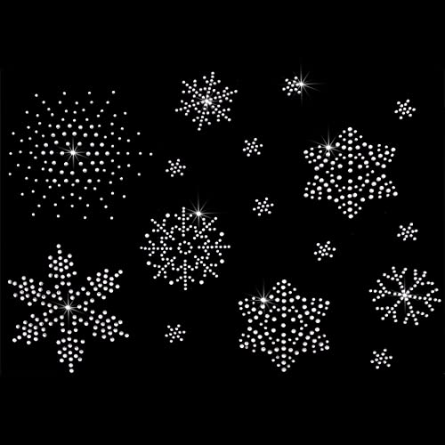FINGERINSPIRE 2 Stück Schneeflockeneisen auf Strass Kristall überträgt Eisen auf Hotfix Applikation mit 16-teiligen Schneeflocken und Hot Melt-Kleberücken für Weihnachten Decor von FINGERINSPIRE