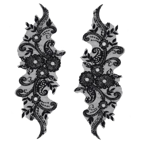 FINGERINSPIRE 2 Stück Schwarze 3D Applikation Mit Blumenspitze 36x13cm Zum Aufnähen Stickerei Perlen Strass Spitzenbesatz Applikation Strass Blumenstickerei Spitzenapplikation Zum Dekorieren FINGERINSPIRE 2 Stück Schwarze 3D Applikation Mit Blumenspitze 36x13cm Zum Aufnähen Stickerei Perlen Strass Spitzenbesatz Applikation Strass Blumenstickerei Spitzenapplikation Zum Dekorieren von FINGERINSPIRE