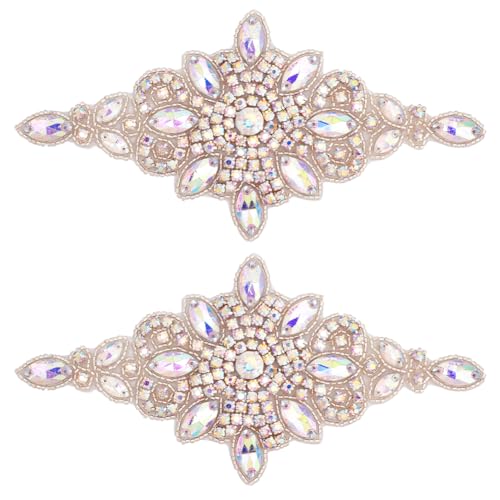 FINGERINSPIRE 2 Stück Strass Applikation Für Hochzeiten Hotfix Strass Aufnäher Für Brautjungfern 17.2x8.3 cm ab Farbe Strass Schärpen Applikation Strass Aufnäher Für Hochzeitskleid Schärpe Gürtel DIY von FINGERINSPIRE