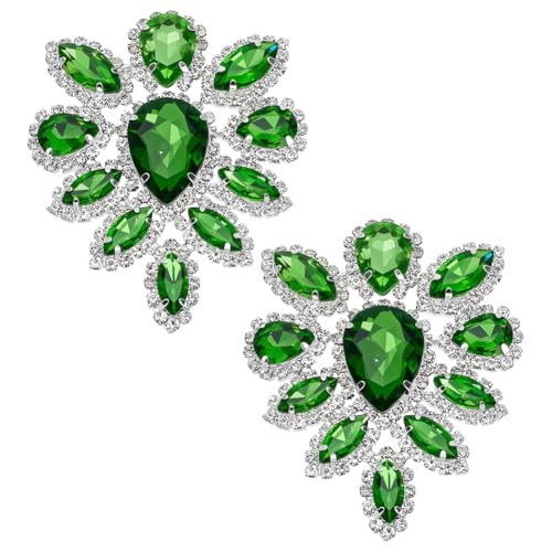 FINGERINSPIRE 2 Stück Strass-Applikation Peridot Tropfenform Strass Applikationen Hochzeit Braut dekorative Flicken Perlen Blume Patch Frauen Mode für DIY Handwerk Kleidung Kostüm Dekoration von FINGERINSPIRE