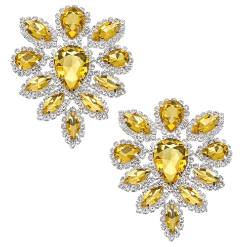 FINGERINSPIRE 2 Stück Strass-Applikationen mit hellem Topas, Tropfenform, Strass-Applikationen, Hochzeit, Braut, dekorative Flicken mit Perlen, Blumenaufnäher, Damenmode für Bastelarbeiten, Kleidung FINGERINSPIRE 2 Stück Strass-Applikationen mit hellem Topas, Tropfenform, Strass-Applikationen, Hochzeit, Braut, dekorative Flicken mit Perlen, Blumenaufnäher, Damenmode für Bastelarbeiten, Kleidung von FINGERINSPIRE