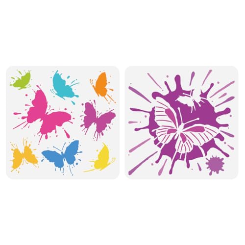 FINGERINSPIRE 2 Stück Tintenflecken Schmetterlingsschablonen Zum Malen 30x30 cm Große Tintenflecken Zeichnungsvorlagen Kunststoff PET Schmetterlingsmuster Malschablone Tierthema Vorlage Für DIY von FINGERINSPIRE