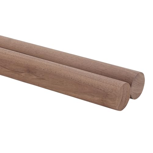FINGERINSPIRE 2 Stück Walnuss Holzdübelstangen 3x30cm Hellbraun Schwarze Walnussholzstäbe Rund Unbehandeltes Holz Zum Basteln Hartholzstäbe Zum Basteln Kuchendübel DIY Handarbeitsprojekte von FINGERINSPIRE