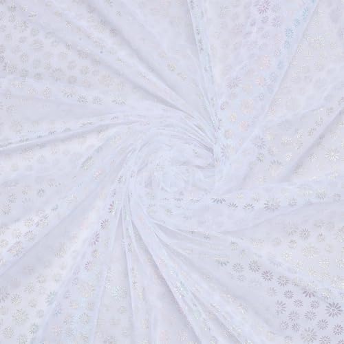 FINGERINSPIRE 2 m Blumen Tüllstoff 1.5 m Polyester Weiß Stoff Mit Blumenmuster Meterware Dekorative Kleidungsherstellung Zubehör Für Kleider Kostümherstellung DIY Basteln Heim Und Party Dekoration von FINGERINSPIRE