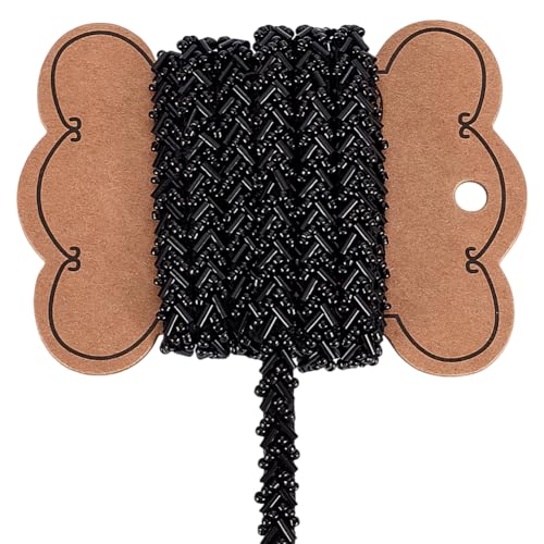 FINGERINSPIRE 2.28 m Perlen Spitzenband 7mm Breit Schwarze Farbe Glasperlenbesatz Polyester Nähband Rand Für Heimwerker Kostüm Kleid Mantel Tasche Party Heimdekoration FINGERINSPIRE 2.28 m Perlen Spitzenband 7mm Breit Schwarze Farbe Glasperlenbesatz Polyester Nähband Rand Für Heimwerker Kostüm Kleid Mantel Tasche Party Heimdekoration von FINGERINSPIRE