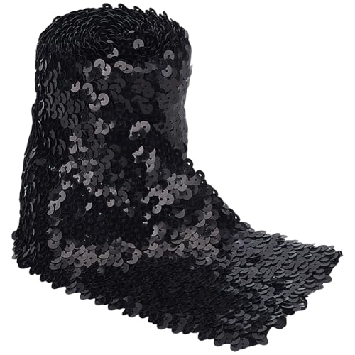 FINGERINSPIRE 2.28 m Schwarzes Elastisches Paillettenband 100mm Breit Schwarzes Metallisches Stretch Bordüre Flaches Paillettenband Glitzernde Pailletten Spitzenbesatz Für Kleider Stirnbänder DIY FINGERINSPIRE 2.28 m Schwarzes Elastisches Paillettenband 100mm Breit Schwarzes Metallisches Stretch Bordüre Flaches Paillettenband Glitzernde Pailletten Spitzenbesatz Für Kleider Stirnbänder DIY von FINGERINSPIRE