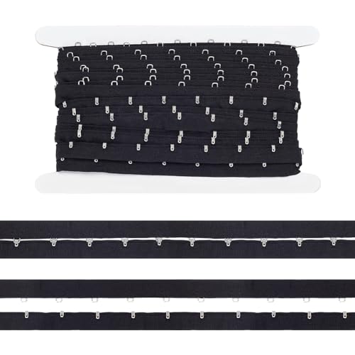 FINGERINSPIRE 2.7 m Paar Einreihiges Haken Und Ösenband 28 mm Breit Schwarzes Abstandsband Aus Polyester Mit Haken Und Öse Elastisches BH Band Randbesatzband Für DIY Dekoration FINGERINSPIRE 2.7 m Paar Einreihiges Haken Und Ösenband 28 mm Breit Schwarzes Abstandsband Aus Polyester Mit Haken Und Öse Elastisches BH Band Randbesatzband Für DIY Dekoration von FINGERINSPIRE