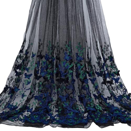 FINGERINSPIRE 2.74 m Mitternachtsblauer 3D Tüll Spitzenstoff Mit Schmetterlings Und Blumenstickerei 1.74 m Breiter Polyester Stickstoff Mit Blumenmuster Schmetterlingen Für Brautkleider DIY Kostüme FINGERINSPIRE 2.74 m Mitternachtsblauer 3D Tüll Spitzenstoff Mit Schmetterlings Und Blumenstickerei 1.74 m Breiter Polyester Stickstoff Mit Blumenmuster Schmetterlingen Für Brautkleider DIY Kostüme von FINGERINSPIRE