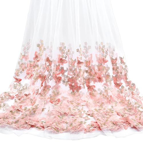FINGERINSPIRE 2.74 m Rosa 3D Tüll Spitzenstoff Mit Schmetterlingsblumenstickerei 1.74 m Breiter Polyester Stoff Mit Floralem Schmetterlingsstickmuster Für Brautkleider DIY Kostüme Und Heimdeko FINGERINSPIRE 2.74 m Rosa 3D Tüll Spitzenstoff Mit Schmetterlingsblumenstickerei 1.74 m Breiter Polyester Stoff Mit Floralem Schmetterlingsstickmuster Für Brautkleider DIY Kostüme Und Heimdeko von FINGERINSPIRE