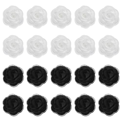 FINGERINSPIRE 20 Stück 3D Spitzen Stickerei Applikation Mit Rosenblüte Schwarz Weiße 3D Stickerei Blumen Aufnäher Zum Aufnähen Dekoration Blumen Spitzen Aufnäher Für Dekoration Nähen DIY Haarschmuck von FINGERINSPIRE