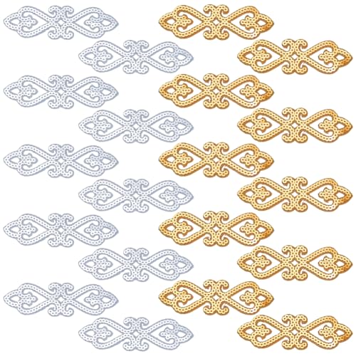 FINGERINSPIRE 20 Stück Bestickter Pailletten Aufnäher Applikation Gold/Silber Hohlbesatz Pailletten Aufnäher Zum Aufbügeln 40x125mm Glitzer Paillettenband Metallischer Pailletten Reparaturflicken FINGERINSPIRE 20 Stück Bestickter Pailletten Aufnäher Applikation Gold/Silber Hohlbesatz Pailletten Aufnäher Zum Aufbügeln 40x125mm Glitzer Paillettenband Metallischer Pailletten Reparaturflicken von FINGERINSPIRE