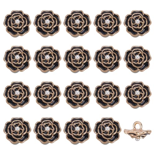 FINGERINSPIRE 20 Stück 14mm Metall Rose Blume Knöpfe mit 2,5 mm Loch Zinklegierung schwarze Rose Blumenform Knöpfe dekorative Retro-Stil Perle Verschönerung für DIY Kleidung Taschen Hüte Dekoration FINGERINSPIRE 20 Stück 14mm Metall Rose Blume Knöpfe mit 2,5 mm Loch Zinklegierung schwarze Rose Blumenform Knöpfe dekorative Retro-Stil Perle Verschönerung für DIY Kleidung Taschen Hüte Dekoration von FINGERINSPIRE