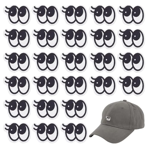 FINGERINSPIRE 200 Stück Augen Applikationen Vlies Schwarz Aufnähen Augenzierde Wimpern Stoffflicken Kostümzubehör DIY Dekoration von FINGERINSPIRE