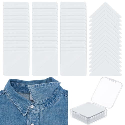 FINGERINSPIRE 200 Stück Kragenstäbchen Für Hemden PVC Kein Einrollen Poloshirt Kragenstäbchen 53x53mm Kragenstützaufkleber Verzugsfreie Stäbchen Für Hemden Polohemden Formelle Kleidung von FINGERINSPIRE