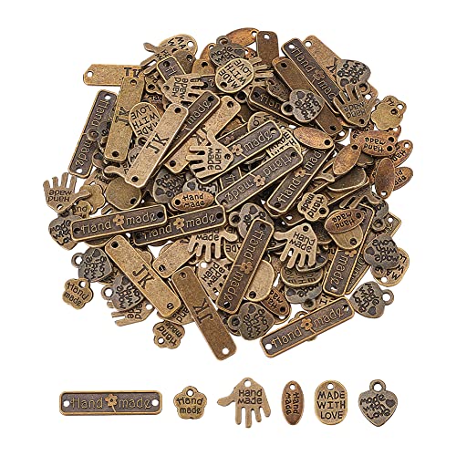 FINGERINSPIRE 216 Stück 6 Stile Legierung Wort Charms Anhänger Handgemacht Made with Love Charms Bronze Oval/Herz/Rechteck/Hand/Blume Formen Schmuckherstellung Zubehör Für Armbänder Schlüsselanhänger FINGERINSPIRE 216 Stück 6 Stile Legierung Wort Charms Anhänger Handgemacht Made with Love Charms Bronze Oval/Herz/Rechteck/Hand/Blume Formen Schmuckherstellung Zubehör Für Armbänder Schlüsselanhänger von FINGERINSPIRE