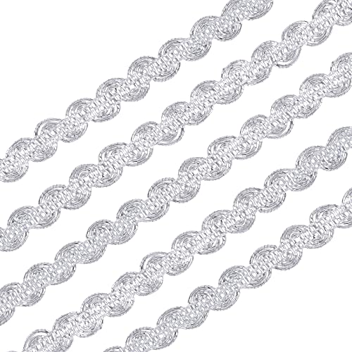FINGERINSPIRE 22,8m 10mm Metallic Scroll Braid Trim Verschönerung Silbernes Polyesterband mit Wellenmuster für Bekleidungszubehör, Kostüm oder Schmuck, Kunsthandwerk und Nähen FINGERINSPIRE 22,8m 10mm Metallic Scroll Braid Trim Verschönerung Silbernes Polyesterband mit Wellenmuster für Bekleidungszubehör, Kostüm oder Schmuck, Kunsthandwerk und Nähen von FINGERINSPIRE