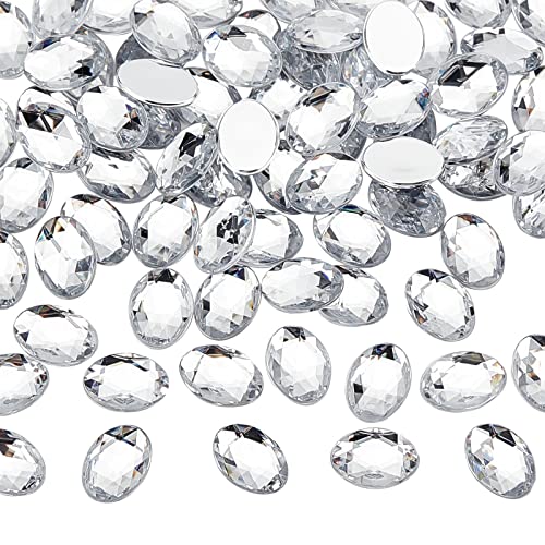 FINGERINSPIRE 250 Stück 18x13mm Acryl-Strasssteine ​​mit Flacher Rückseite oval mit Behälter transparente ovale Kristalle Bling-Juwelen Acryl-Juwelen Verzierungen für Kostümherstellung Cosplay von FINGERINSPIRE
