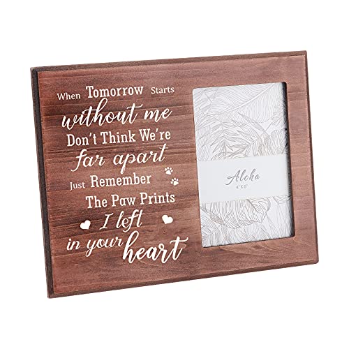 FINGERINSPIRE 25x20cm Bilderrahmen Pet Memorial Bilderrahmen mit Pfotenabdrücken Sattel braunem Holz Fotorahmen Rechteckiger Rahmen mit Just Remember The Paw Prints I Left In Your Heart Worte von FINGERINSPIRE