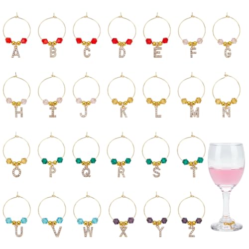 FINGERINSPIRE 26 Stück Wein Charms Mit Den Buchstaben A–Z Initialen Alphabet Strass Legierung Weinglas Anhänger Mit Bunten Glasperlen Und 316 Ringen Aus Chirurgischem Edelstahl Party Weinglas Dekor FINGERINSPIRE 26 Stück Wein Charms Mit Den Buchstaben A–Z Initialen Alphabet Strass Legierung Weinglas Anhänger Mit Bunten Glasperlen Und 316 Ringen Aus Chirurgischem Edelstahl Party Weinglas Dekor von FINGERINSPIRE