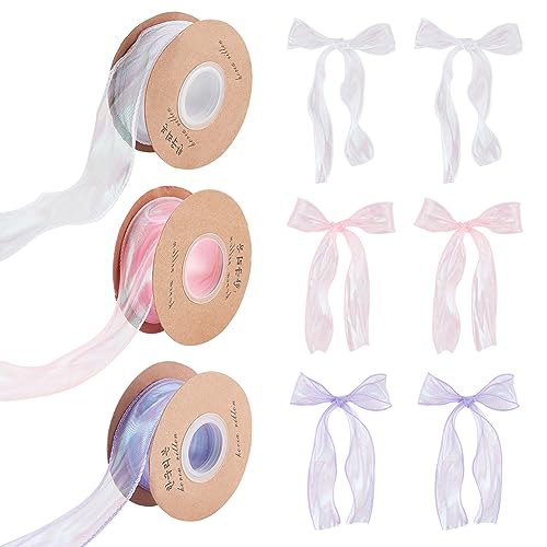 FINGERINSPIRE 27 m Nylon Organzaband 4 cm Flaches Regenbogenfarbenes Chiffonband Mit Draht 3 Rollen Schimmerndes Transparentes Organzaband Schillerndes Band Für Hochzeitskleidung Schleife FINGERINSPIRE 27 m Nylon Organzaband 4 cm Flaches Regenbogenfarbenes Chiffonband Mit Draht 3 Rollen Schimmerndes Transparentes Organzaband Schillerndes Band Für Hochzeitskleidung Schleife von FINGERINSPIRE