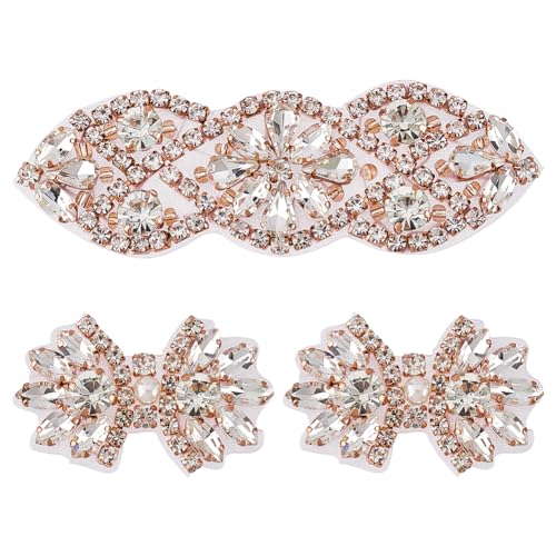 FINGERINSPIRE 3 Stück 2 Stil Glitzer Hotfix Strassapplikationen Roségold Zum Aufbügeln Aufnähen Strass Aufnäher Blumenform Aufnäher Für Hochzeitskleid, Brautkopfschmuck, Gürtel, Schuhe Oder Taschen FINGERINSPIRE 3 Stück 2 Stil Glitzer Hotfix Strassapplikationen Roségold Zum Aufbügeln Aufnähen Strass Aufnäher Blumenform Aufnäher Für Hochzeitskleid, Brautkopfschmuck, Gürtel, Schuhe Oder Taschen von FINGERINSPIRE