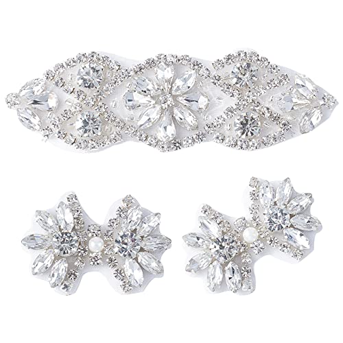 FINGERINSPIRE 3 Stück 2 Stil Strassapplikationen für Brautkleider zum Aufbügeln/Nähen Strass Patch Strass Hot Fix Applikationen zum Nähen von Applikationen für Brautkleid, Kopfbedeckung FINGERINSPIRE 3 Stück 2 Stil Strassapplikationen für Brautkleider zum Aufbügeln/Nähen Strass Patch Strass Hot Fix Applikationen zum Nähen von Applikationen für Brautkleid, Kopfbedeckung von FINGERINSPIRE
