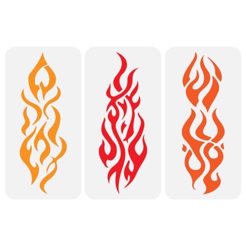 FINGERINSPIRE 3 Stück Feuer/Flammen Malschablonen 15x30 cm Dekorative Flammenmuster Zeichenvorlagen PET Feuer/Flammen Schablonen Zum Malen Ausgehöhlte Tägliche Themenvorlage Für Heimwerker von FINGERINSPIRE