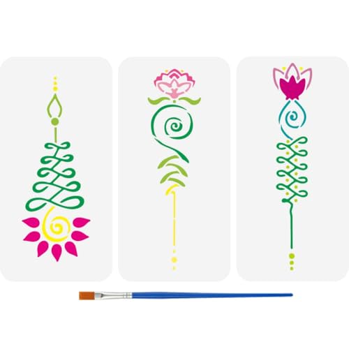 FINGERINSPIRE 3 Stück Lotus Malschablone 30x15cm Mit Pinsel Wiederverwendbare Einfache Zyklus Schablone Design Vorlage Spirale Des Lebens Buddhistische Symbol Schablone Kreis Blumenmuster Vorlage FINGERINSPIRE 3 Stück Lotus Malschablone 30x15cm Mit Pinsel Wiederverwendbare Einfache Zyklus Schablone Design Vorlage Spirale Des Lebens Buddhistische Symbol Schablone Kreis Blumenmuster Vorlage von FINGERINSPIRE
