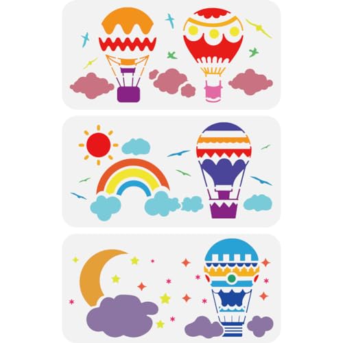 FINGERINSPIRE 3 Stück Malschablonen Mit Heißluftballons 15x30 cm Wiederverwendbare Zeichenvorlagen Mit Sonne Mond Regenbogen Wolken Vögeln Sternen Zum Malen Randthemen Vorlagen Für Wand Dekoration FINGERINSPIRE 3 Stück Malschablonen Mit Heißluftballons 15x30 cm Wiederverwendbare Zeichenvorlagen Mit Sonne Mond Regenbogen Wolken Vögeln Sternen Zum Malen Randthemen Vorlagen Für Wand Dekoration von FINGERINSPIRE