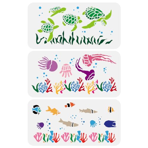 FINGERINSPIRE 3 Stück Meereslebewesen Grenzschablonen 30x15 cm Schildkröte Algen Qualle Meerestier Koralle Meerespflanze Malschablone Sommer Ozean Thema Sprühvorlage Für DIY Handwerk Heimdekoration FINGERINSPIRE 3 Stück Meereslebewesen Grenzschablonen 30x15 cm Schildkröte Algen Qualle Meerestier Koralle Meerespflanze Malschablone Sommer Ozean Thema Sprühvorlage Für DIY Handwerk Heimdekoration von FINGERINSPIRE