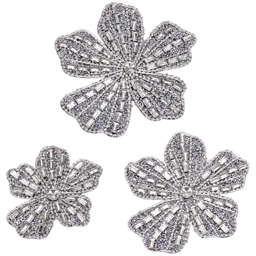 FINGERINSPIRE 3 x Perlen-Blumen-Strass-Applikation, 3 Stile, zum Aufnähen, grauer Filz, Strassstein-Stickerei, Blumenverzierung, für Bastelarbeiten, Kleidung, Kleid, Kostüm-Dekoration FINGERINSPIRE 3 x Perlen-Blumen-Strass-Applikation, 3 Stile, zum Aufnähen, grauer Filz, Strassstein-Stickerei, Blumenverzierung, für Bastelarbeiten, Kleidung, Kleid, Kostüm-Dekoration von FINGERINSPIRE