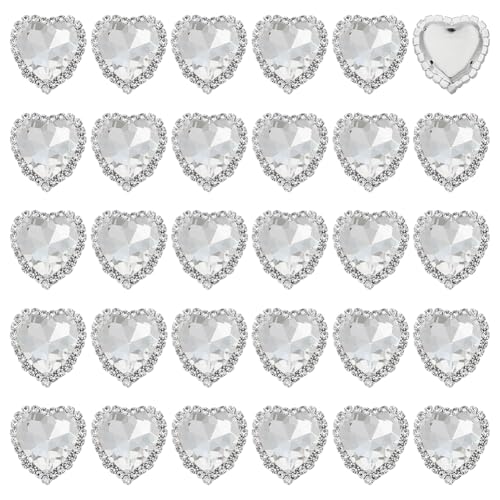 FINGERINSPIRE 30 Stück Herz-Strass-Knöpfe, 2 x 2,3 cm, dekorativ, klares Glas, Strasssteine, wiederverwendbar, Platin-Messing, Herzform, Verzierung zum Nähen, Basteln, Kleidung, Dekoration FINGERINSPIRE 30 Stück Herz-Strass-Knöpfe, 2 x 2,3 cm, dekorativ, klares Glas, Strasssteine, wiederverwendbar, Platin-Messing, Herzform, Verzierung zum Nähen, Basteln, Kleidung, Dekoration von FINGERINSPIRE