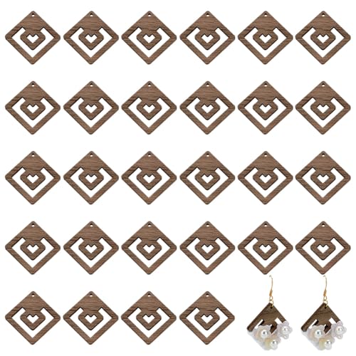 FINGERINSPIRE 30 Stück Unbehandelte Holzohrring Rohlinge Kokosnussbraun Wulnussholz Ohrringteile Für Makramee Holz Ohrring Befunde DIY Rhombus Ohrring Anhänger Für Schmuck Weihnachtsdekoration von FINGERINSPIRE