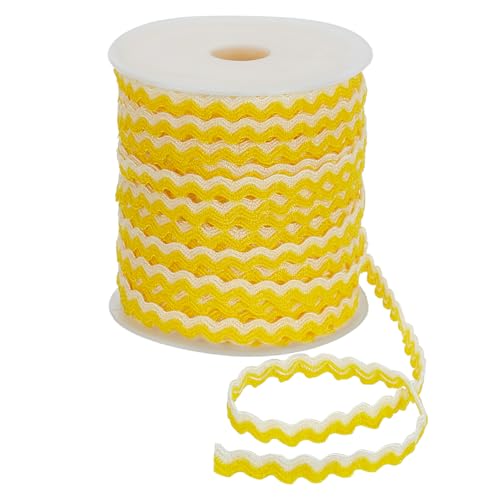 FINGERINSPIRE 32 m Gewellte Fransenborte 2 Bündel Mit Einer Leeren Kunststoffspule 8.5mm Breites Gewelltes Bortenband Aus Polypropylen Gelbe Gewellte Fransenborte Zum Nähen Kostüm Hochzeit Dekoration von FINGERINSPIRE