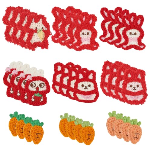 FINGERINSPIRE 36 Stück 9 Stile Häkel Strick Patch Zum Thema Ostern Niedlicher Hase Karotte Gestrickte Applikationen Patches Gestrickt Zum Aufnähen von Applikationen Zum Reparieren von Häkel Patches von FINGERINSPIRE