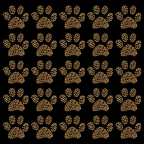 FINGERINSPIRE 36 Stück Hundepfoten Strasssteine: Goldrute-Hundepfote Bügel-Appliqué Patches Dekoration von FINGERINSPIRE
